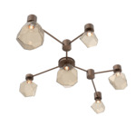 Gem Hub & Spoke Linear Ceiling Semi Flush Light - Burnished Bronze / Bronze