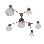Gem Hub & Spoke Linear Ceiling Semi Flush Light - Burnished Bronze / Smoke