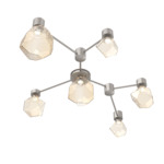 Gem Hub & Spoke Linear Ceiling Semi Flush Light - Beige Silver / Amber