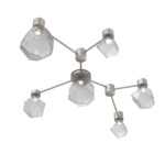 Gem Hub & Spoke Linear Ceiling Semi Flush Light - Beige Silver / Smoke