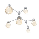 Gem Hub & Spoke Linear Ceiling Semi Flush Light - Classic Silver / Amber