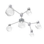 Gem Hub & Spoke Linear Ceiling Semi Flush Light - Classic Silver / Clear