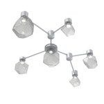 Gem Hub & Spoke Linear Ceiling Semi Flush Light - Classic Silver / Smoke