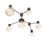 Gem Hub & Spoke Linear Ceiling Semi Flush Light - Flat Bronze / Amber