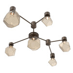 Gem Hub & Spoke Linear Ceiling Semi Flush Light - Flat Bronze / Bronze