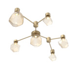Gem Hub & Spoke Linear Ceiling Semi Flush Light - Gilded Brass / Amber