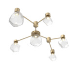 Gem Hub & Spoke Linear Ceiling Semi Flush Light - Gilded Brass / Clear