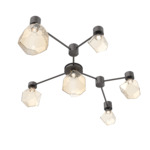 Gem Hub & Spoke Linear Ceiling Semi Flush Light - Graphite / Amber