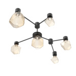 Gem Hub & Spoke Linear Ceiling Semi Flush Light - Matte Black / Amber