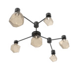 Gem Hub & Spoke Linear Ceiling Semi Flush Light - Matte Black / Bronze