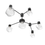 Gem Hub & Spoke Linear Ceiling Semi Flush Light - Matte Black / Clear