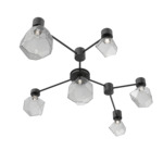 Gem Hub & Spoke Linear Ceiling Semi Flush Light - Matte Black / Smoke