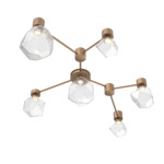 Gem Hub & Spoke Linear Ceiling Semi Flush Light - Novel Brass / Clear