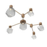 Gem Hub & Spoke Linear Ceiling Semi Flush Light - Novel Brass / Smoke