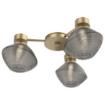 Mesa Hub & Spoke Ceiling Flush / Wall Sconce - Gilded Brass / Mesa Smoke