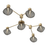 Mesa Hub & Spoke Linear Ceiling Light / Wall Sconce - Gilded Brass / Mesa Smoke