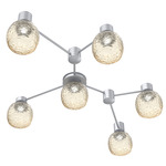 Vessel Hub & Spoke Linear Ceiling Flush / Wall Sconce - Classic Silver / Vessel Amber
