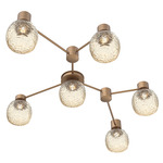 Vessel Hub & Spoke Linear Ceiling Flush / Wall Sconce - Novel Brass / Vessel Amber