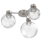 Gaia Hub & Spoke Ceiling Semi Flush Light - Beige Silver / Clear