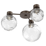 Gaia Hub & Spoke Ceiling Semi Flush Light - Flat Bronze / Clear