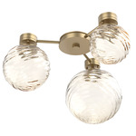 Gaia Hub & Spoke Ceiling Semi Flush Light - Gilded Brass / Amber