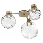 Gaia Hub & Spoke Ceiling Semi Flush Light - Gilded Brass / Clear