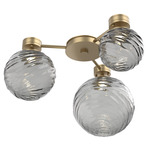 Gaia Hub & Spoke Ceiling Semi Flush Light - Gilded Brass / Smoke