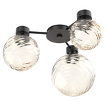 Gaia Hub & Spoke Ceiling Semi Flush Light - Matte Black / Amber