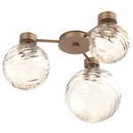 Gaia Hub & Spoke Ceiling Semi Flush Light - Novel Brass / Amber