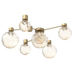 Gaia Hub & Spoke Ceiling Semi Flush Light - Gilded Brass / Amber