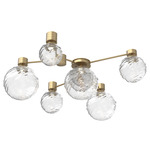 Gaia Hub & Spoke Ceiling Semi Flush Light - Gilded Brass / Clear