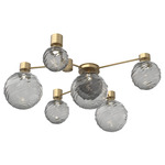 Gaia Hub & Spoke Ceiling Semi Flush Light - Gilded Brass / Smoke