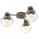 Luna Hub & Spoke Ceiling Light / Wall Sconce - Burnished Bronze / Amber Floret