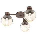 Luna Hub & Spoke Ceiling Light / Wall Sconce - Burnished Bronze / Amber Geo