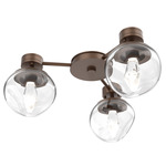 Luna Hub & Spoke Ceiling Light / Wall Sconce - Burnished Bronze / Clear Geo