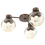 Luna Hub & Spoke Ceiling Light / Wall Sconce - Burnished Bronze / Amber Zircon
