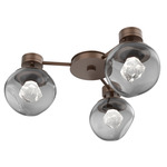 Luna Hub & Spoke Ceiling Light / Wall Sconce - Burnished Bronze / Smoke Zircon