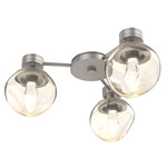 Luna Hub & Spoke Ceiling Light / Wall Sconce - Beige Silver / Amber Geo