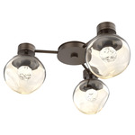 Luna Hub & Spoke Ceiling Light / Wall Sconce - Flat Bronze / Amber Floret