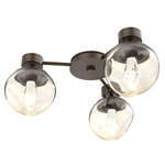 Luna Hub & Spoke Ceiling Light / Wall Sconce - Flat Bronze / Amber Geo