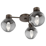 Luna Hub & Spoke Ceiling Light / Wall Sconce - Flat Bronze / Smoke Geo
