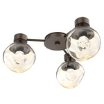 Luna Hub & Spoke Ceiling Light / Wall Sconce - Flat Bronze / Amber Zircon