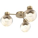 Luna Hub & Spoke Ceiling Light / Wall Sconce - Gilded Brass / Amber Floret