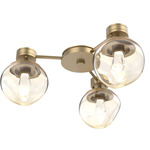 Luna Hub & Spoke Ceiling Light / Wall Sconce - Gilded Brass / Amber Geo
