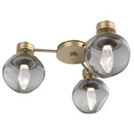 Luna Hub & Spoke Ceiling Light / Wall Sconce - Gilded Brass / Smoke Geo