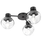 Luna Hub & Spoke Ceiling Light / Wall Sconce - Matte Black / Clear Geo