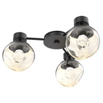 Luna Hub & Spoke Ceiling Light / Wall Sconce - Matte Black / Amber Zircon