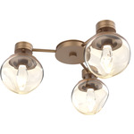Luna Hub & Spoke Ceiling Light / Wall Sconce - Novel Brass / Amber Geo