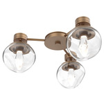 Luna Hub & Spoke Ceiling Light / Wall Sconce - Novel Brass / Clear Geo
