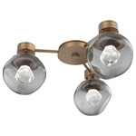 Luna Hub & Spoke Ceiling Light / Wall Sconce - Novel Brass / Smoke Zircon
